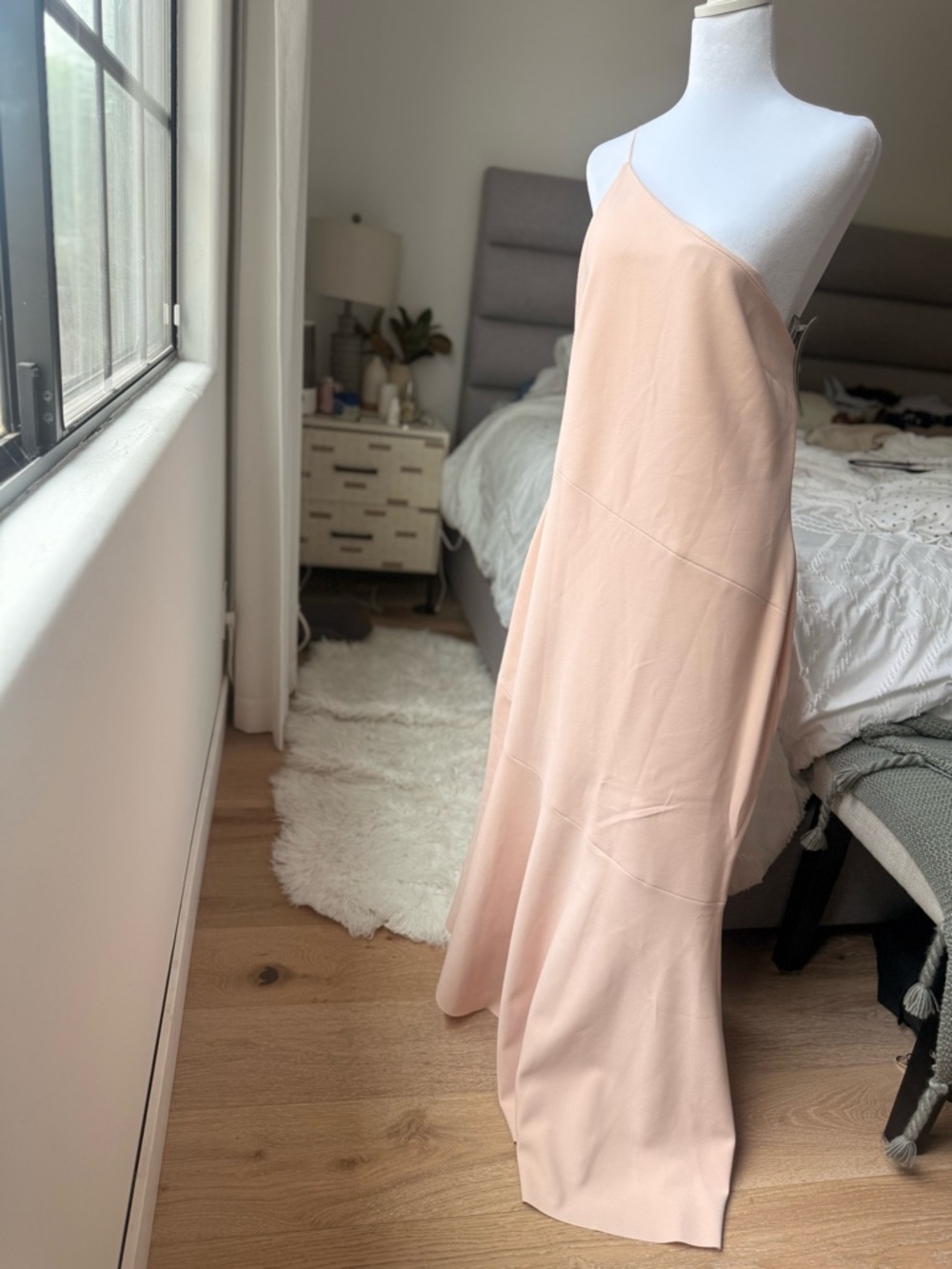 Showpo One-Shoulder Maxi Dress in Blush Peach